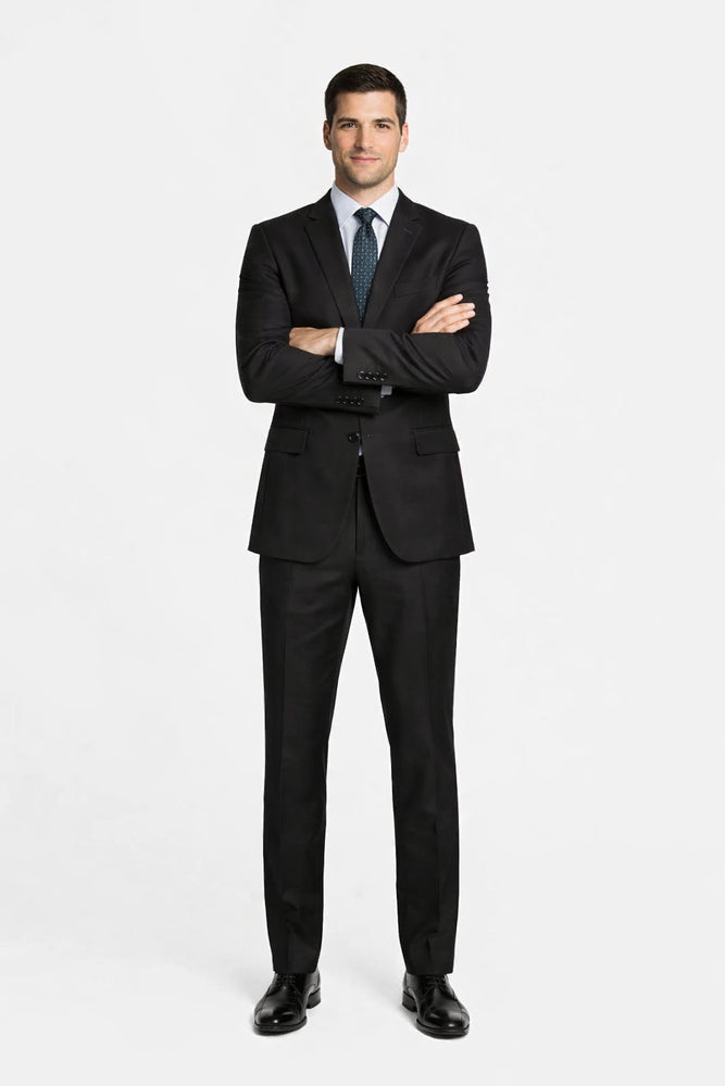 Bertolini Silk & Fabric Suit Black- High End Suits - High Quality Suits