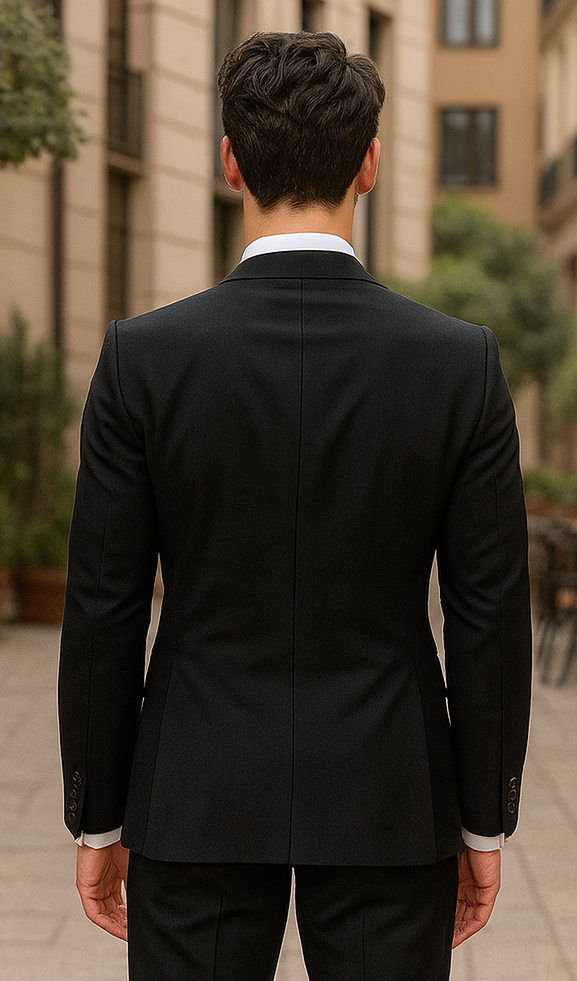 Bertolini Silk & Fabric Suit Black- High End Suits - High Quality Suits