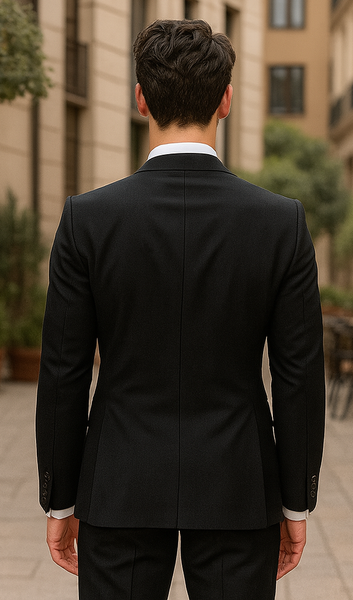 Bertolini Silk & Fabric Suit Black- High End Suits - High Quality Suits