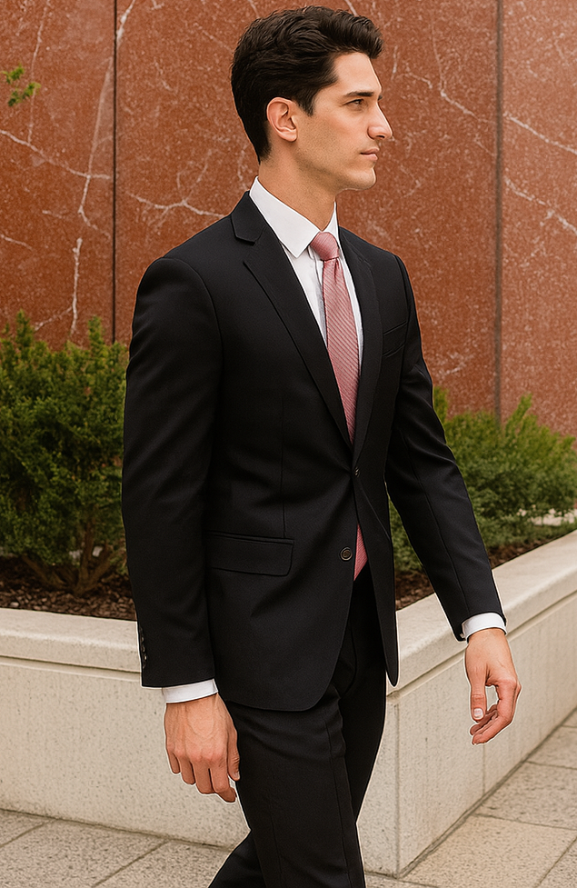 Bertolini Silk & Fabric Suit Black- High End Suits - High Quality Suits