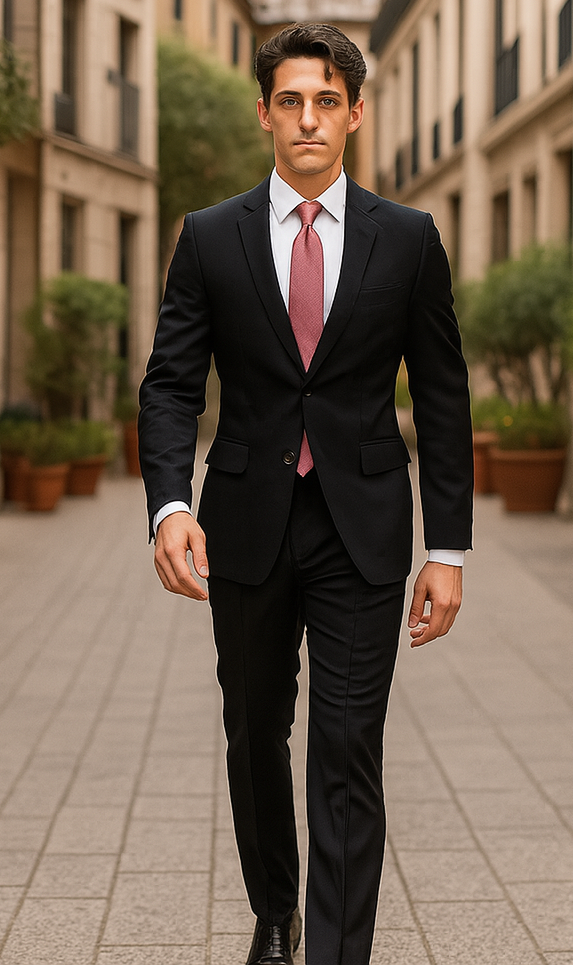 Bertolini Silk & Fabric Suit Black- High End Suits - High Quality Suits
