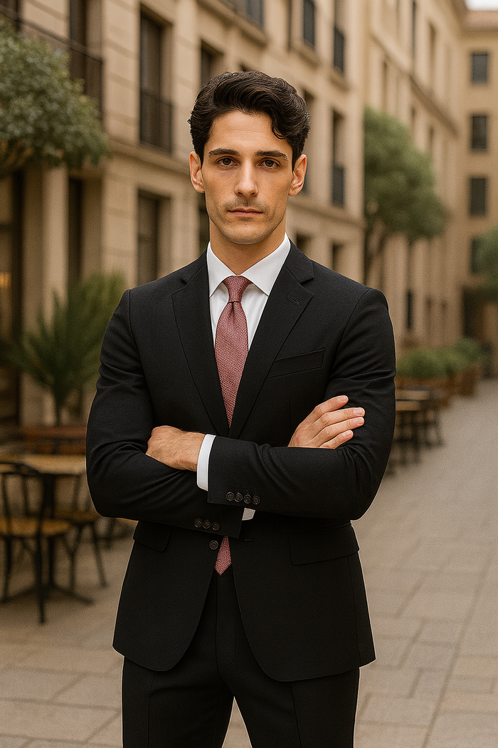 Bertolini Silk & Fabric Suit Black- High End Suits - High Quality Suits