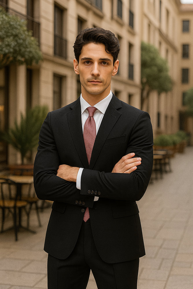 Bertolini Silk & Fabric Suit Black- High End Suits - High Quality Suits