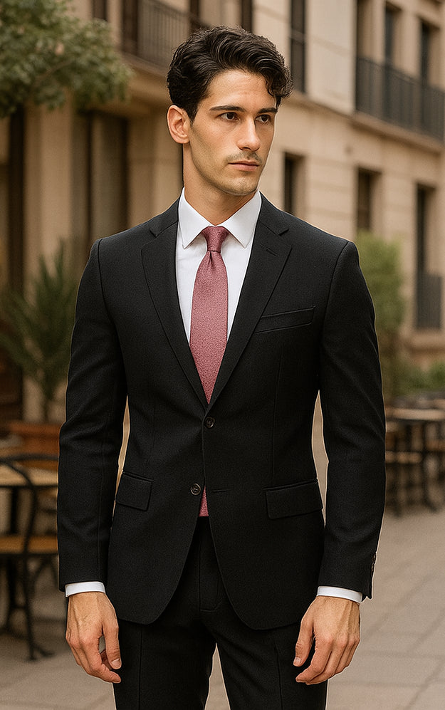 Bertolini Silk & Fabric Suit Black- High End Suits - High Quality Suits