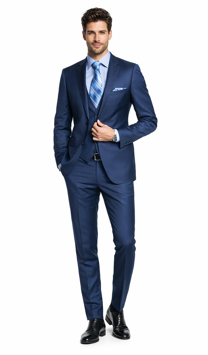 Bertolini Wool 2Pc French Blue Suit
