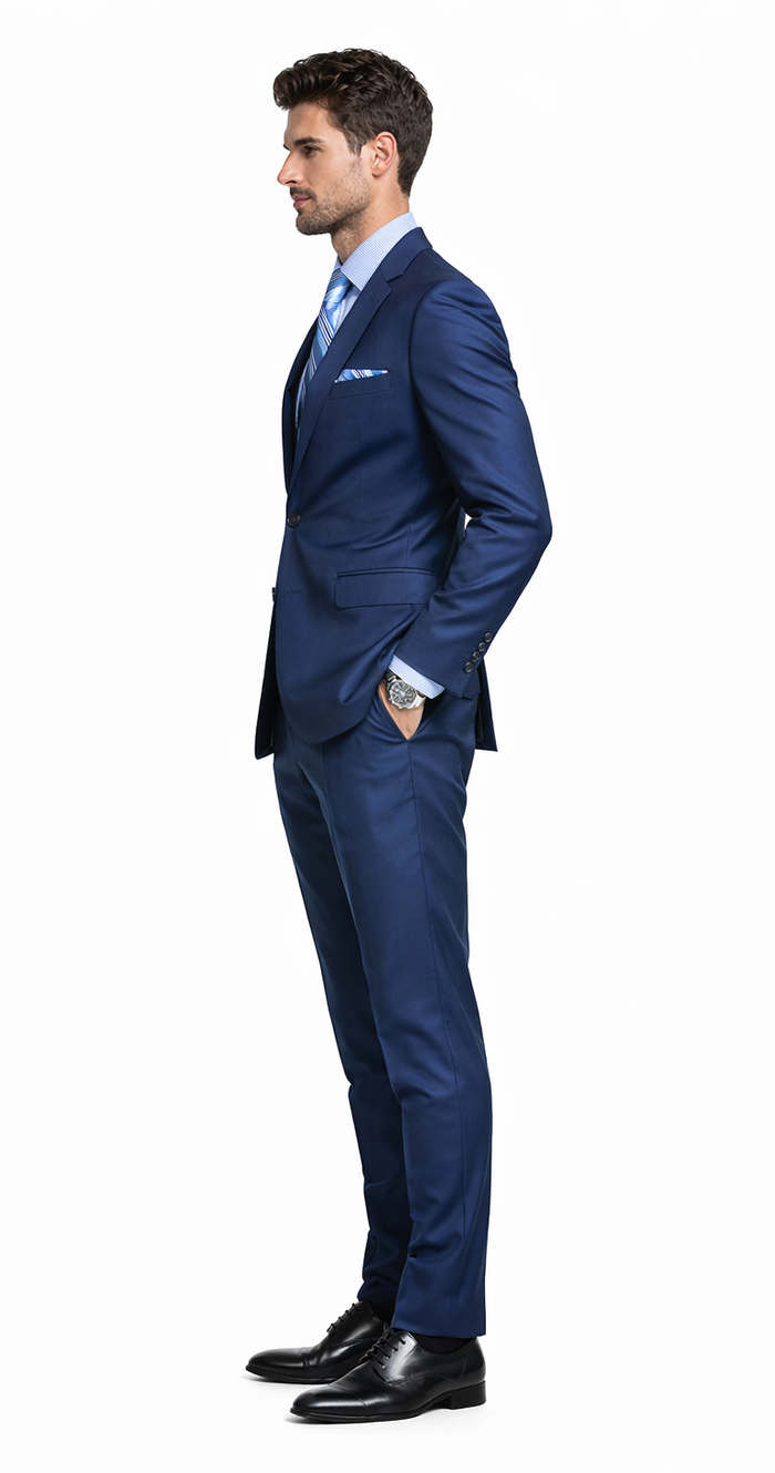 Bertolini Wool 2Pc French Blue Suit