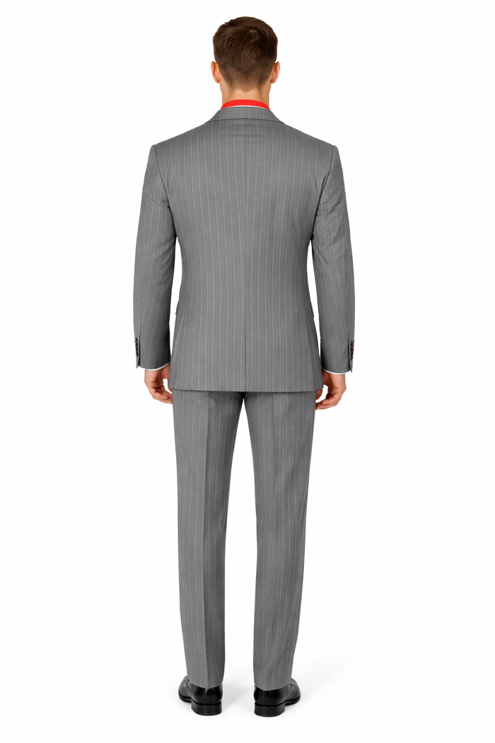Big and Tall Grey Pinstripe Vested Suit