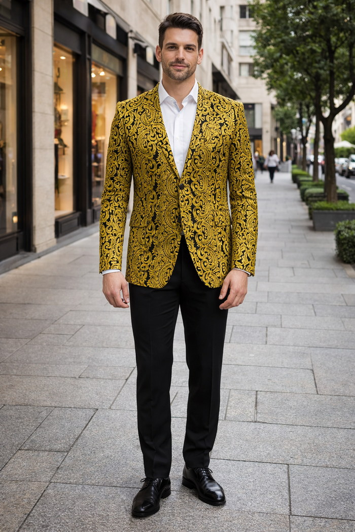 Big and Tall Tuxedo Fashionable Paisley Tuxedo Sparkling Pattern Blazer Available In Big and Tall Sizes