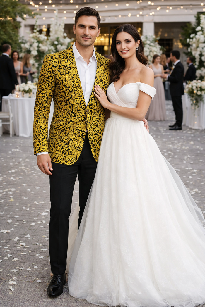 Big and Tall Tuxedo Fashionable Paisley Tuxedo Sparkling Pattern Blazer Available In Big and Tall Sizes