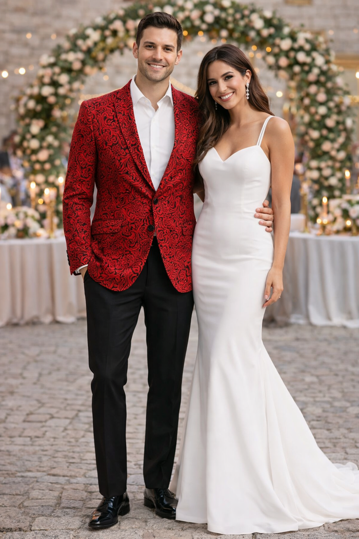 Big and Tall Tuxedo Fashionable Paisley Tuxedo Sparkling Pattern Blazer Available In Big and Tall Sizes
