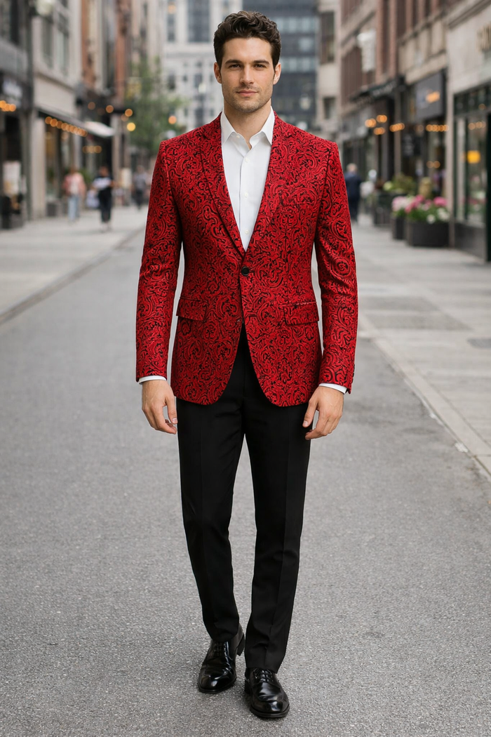 Big and Tall Tuxedo Fashionable Paisley Tuxedo Sparkling Pattern Blazer Available In Big and Tall Sizes