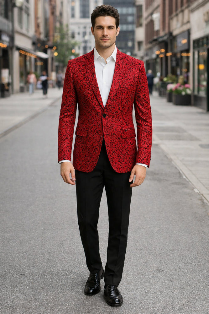 Big and Tall Tuxedo Fashionable Paisley Tuxedo Sparkling Pattern Blazer Available In Big and Tall Sizes