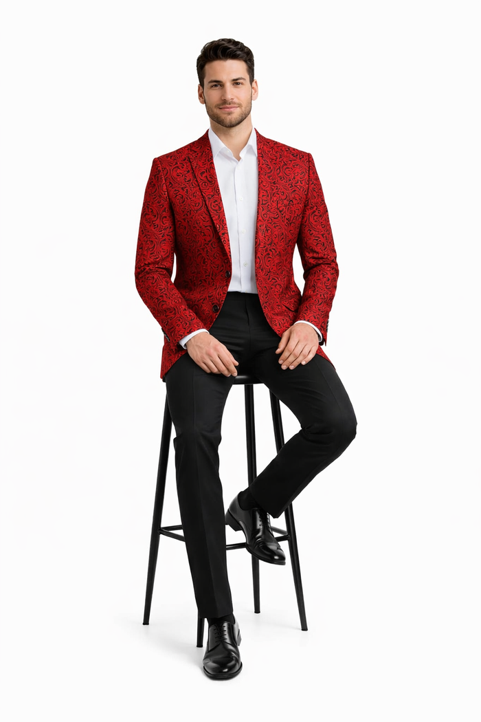 Big and Tall Tuxedo Fashionable Paisley Tuxedo Sparkling Pattern Blazer Available In Big and Tall Sizes