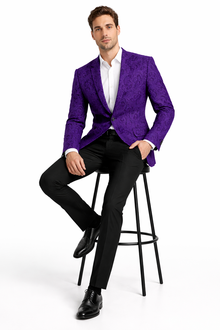 Big and Tall Tuxedo Fashionable Paisley Tuxedo Sparkling Pattern Blazer Available In Big and Tall Sizes