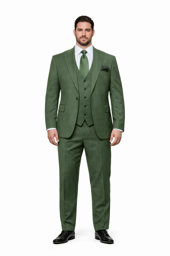 Forest Chancellor Green 3-Piece Tailored Luxe Suit by Rossiman
