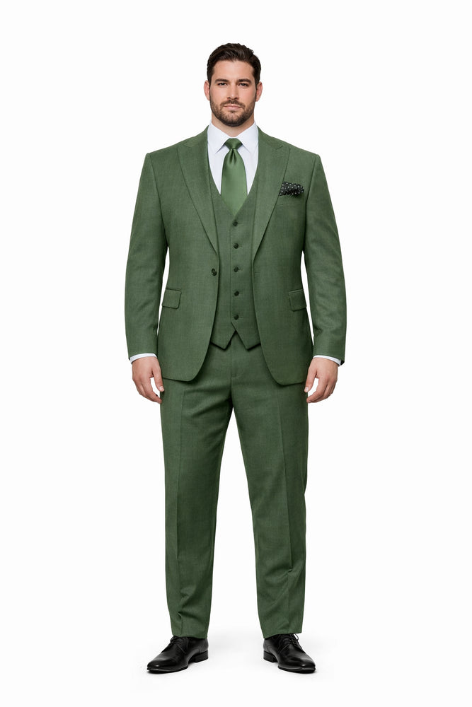 Forest Chancellor Green 3-Piece Tailored Luxe Suit by Rossiman