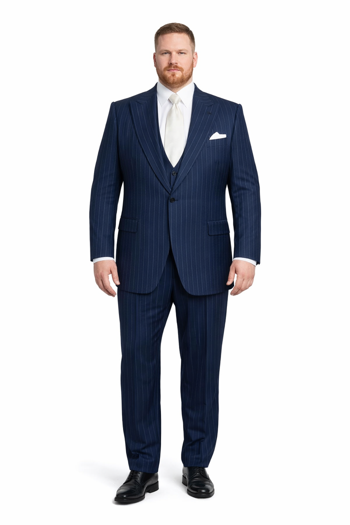 Navy Heritage Pinstripe 3-Piece MasterTailor Suit by Rossiman
