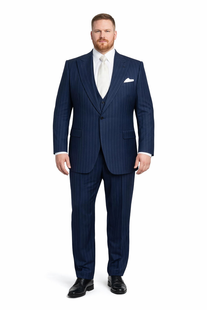 Navy Heritage Pinstripe 3-Piece MasterTailor Suit by Rossiman