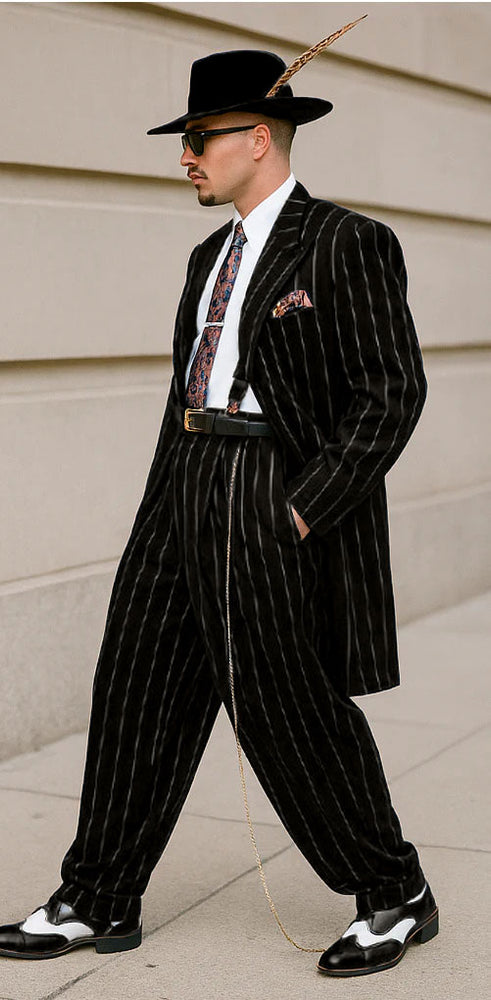Dark Navy Blue Pinstripe Zoot Suit - Gangster Suit - 1920 Suit