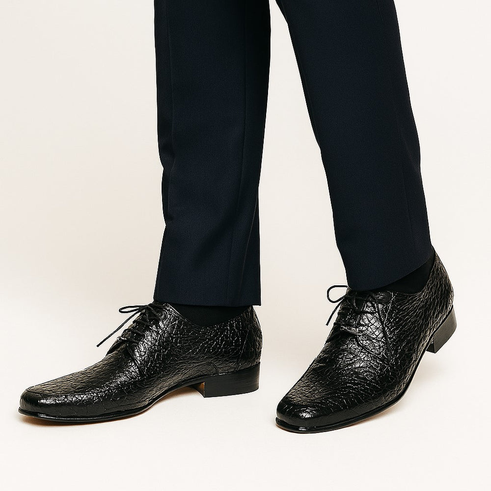 Marco Di Milano Leonardo Black Genuine Caiman Crocodile Dress Derby Oxfords
