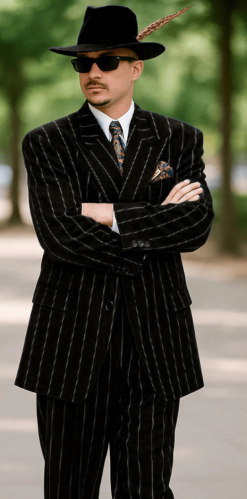 Dark Navy Blue Pinstripe Zoot Suit - Gangster Suit - 1920 Suit
