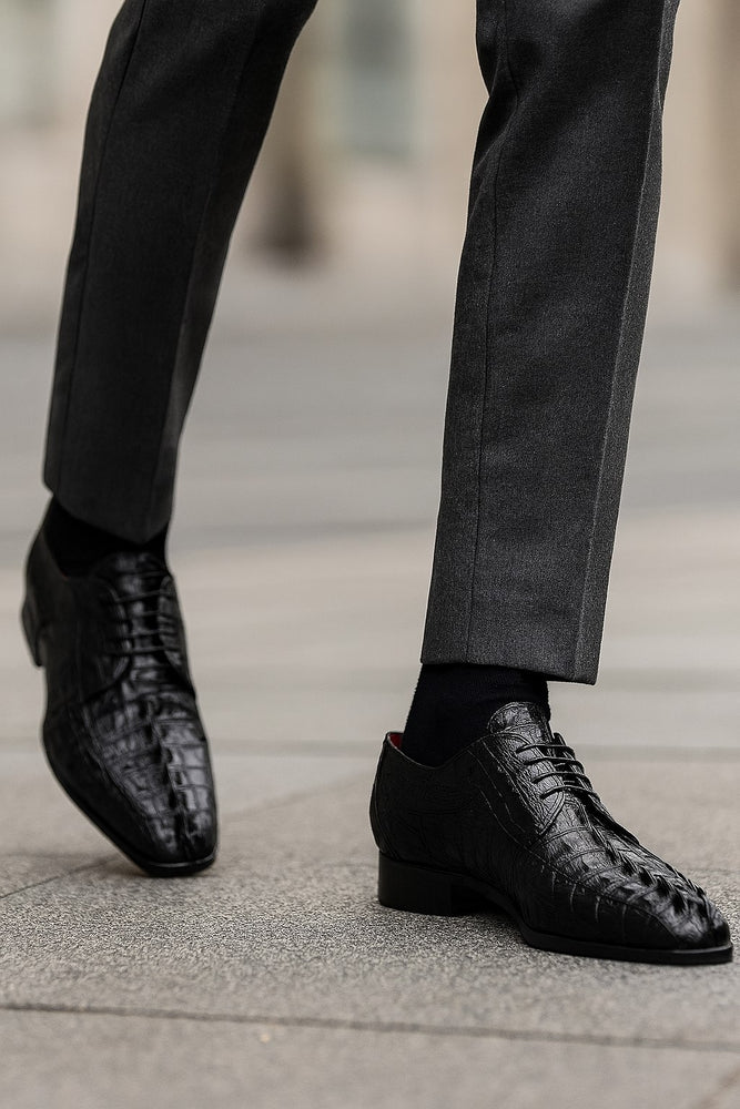 Marco Di Milano Cancun Black Caiman Crocodile Derby