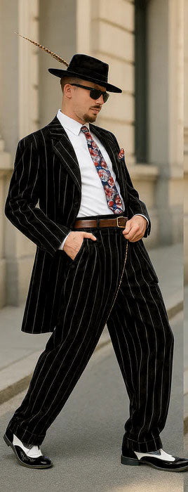 Dark Navy Blue Pinstripe Zoot Suit - Gangster Suit - 1920 Suit
