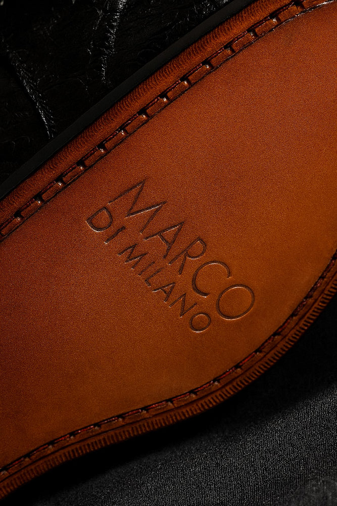 Marco Di Milano Cancun Black Caiman Crocodile Derby