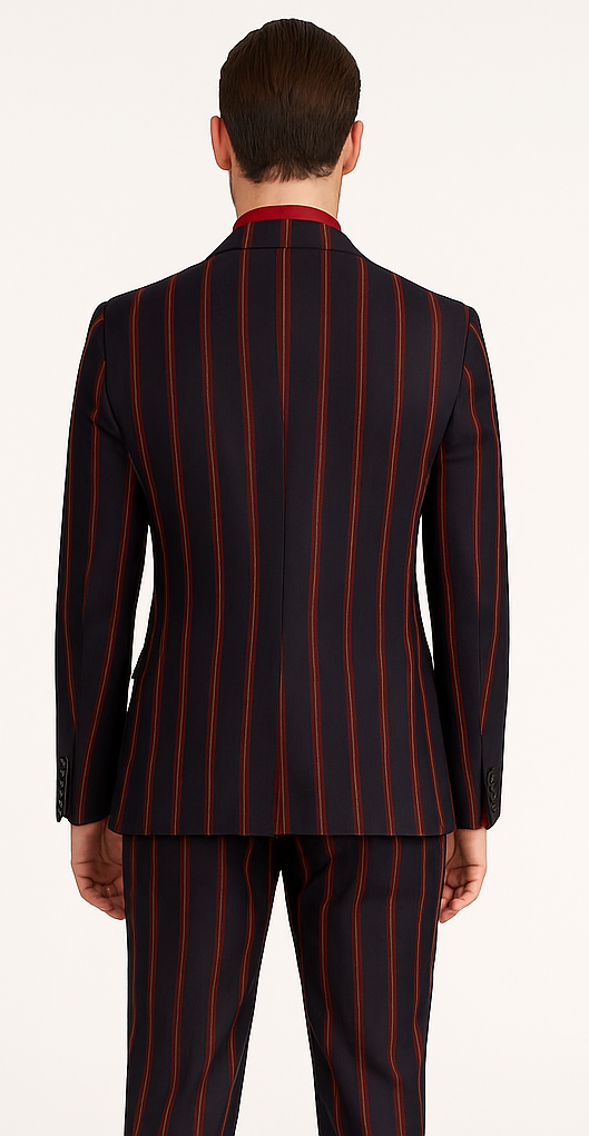 Black and Red Pinstripe Double Breasted Suit