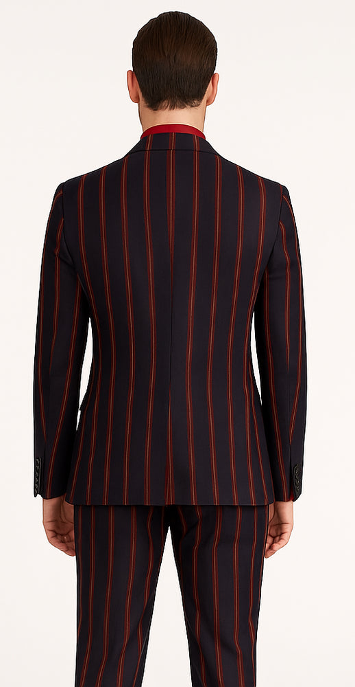Black and Red Pinstripe Double Breasted Suit