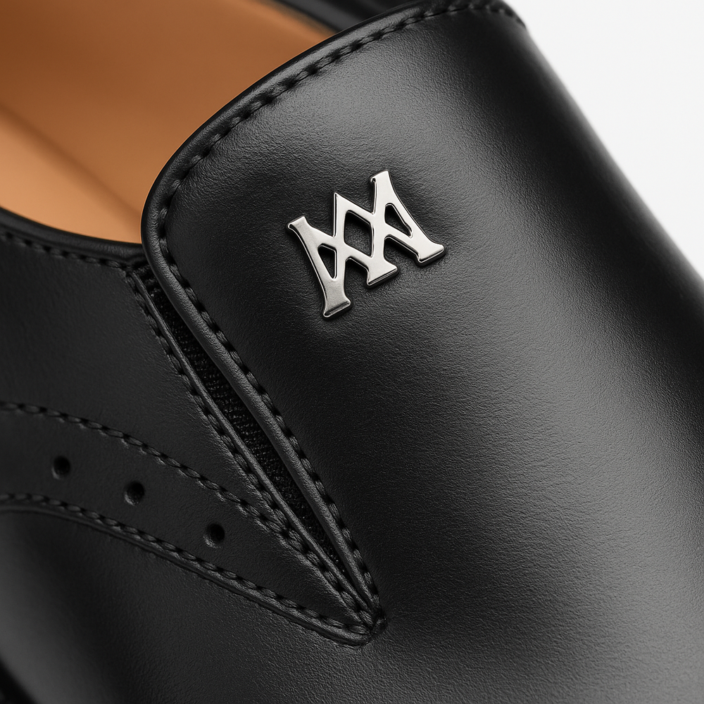 Patina Calfskin Artisan Black Double Gore Slip-on Shoes By Mezlan Made In Spain Brand