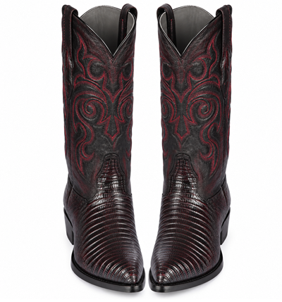 Los Altos Men's Black Cherry Lizard Boots J-Toe