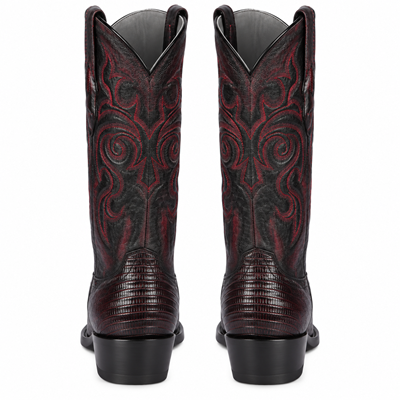Los Altos Men's Black Cherry Lizard Boots J-Toe