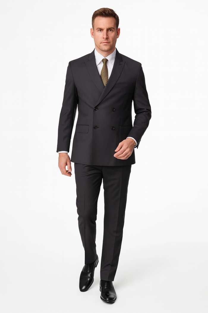 Black Double Breasted Suit - Slim Fitted Suit