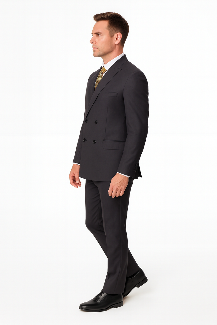 Black Double Breasted Suit - Slim Fitted Suit