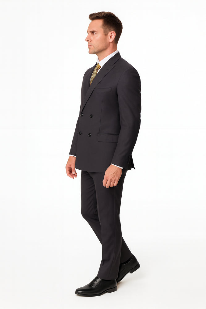 Black Double Breasted Suit - Slim Fitted Suit