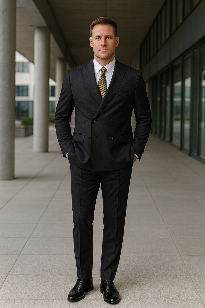 Black Double Breasted Suit - Slim Fitted Suit