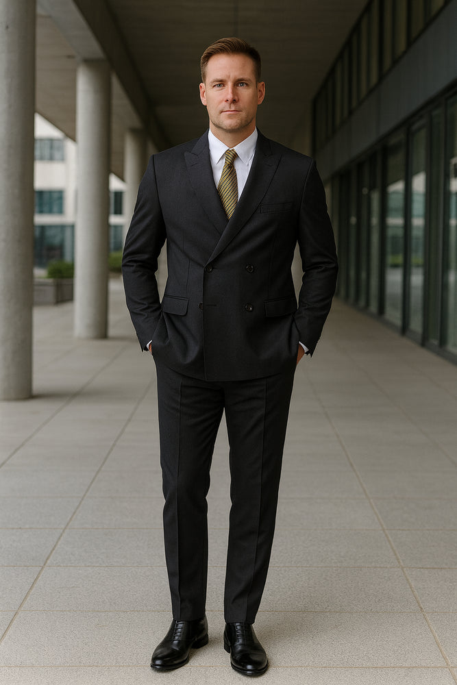 Black Double Breasted Suit - Slim Fitted Suit