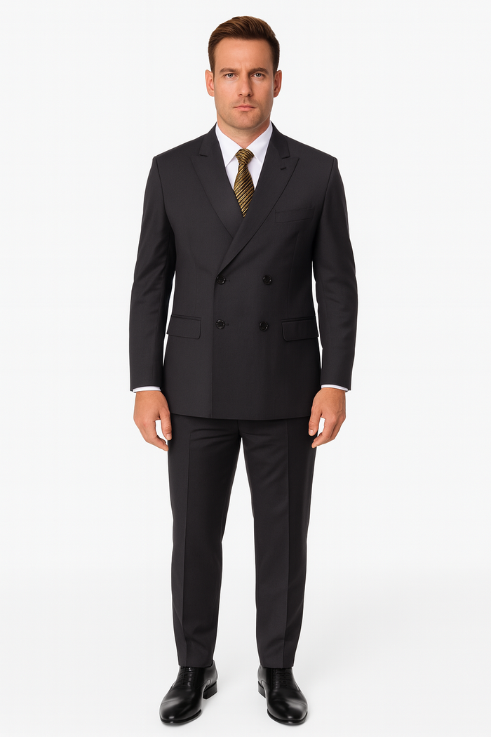 Black Double Breasted Suit - Slim Fitted Suit