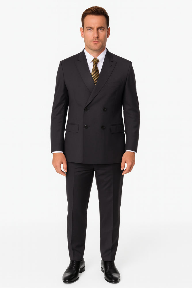 Black Double Breasted Suit - Slim Fitted Suit
