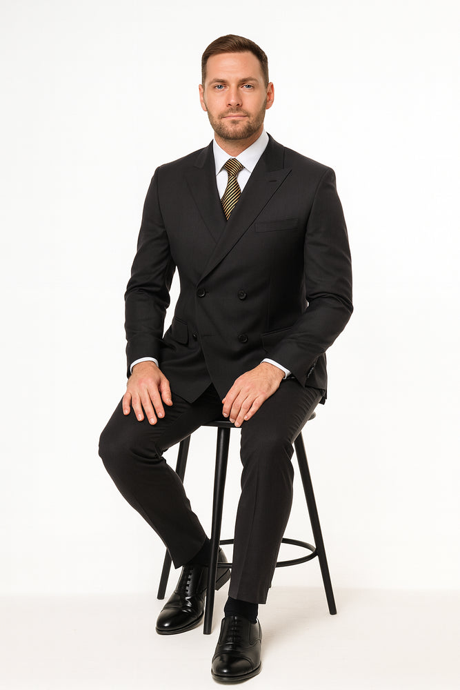 Black Double Breasted Suit - Slim Fitted Suit