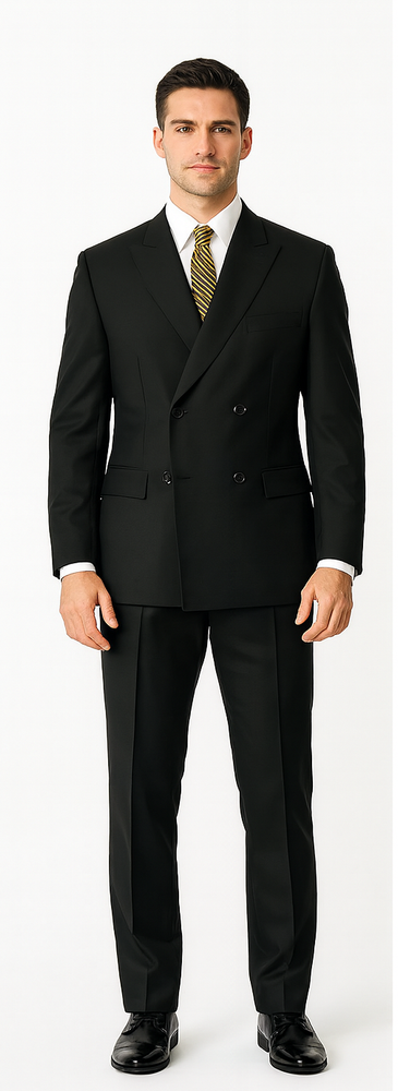 Black Double Breasted Suit - Slim Fitted Suit