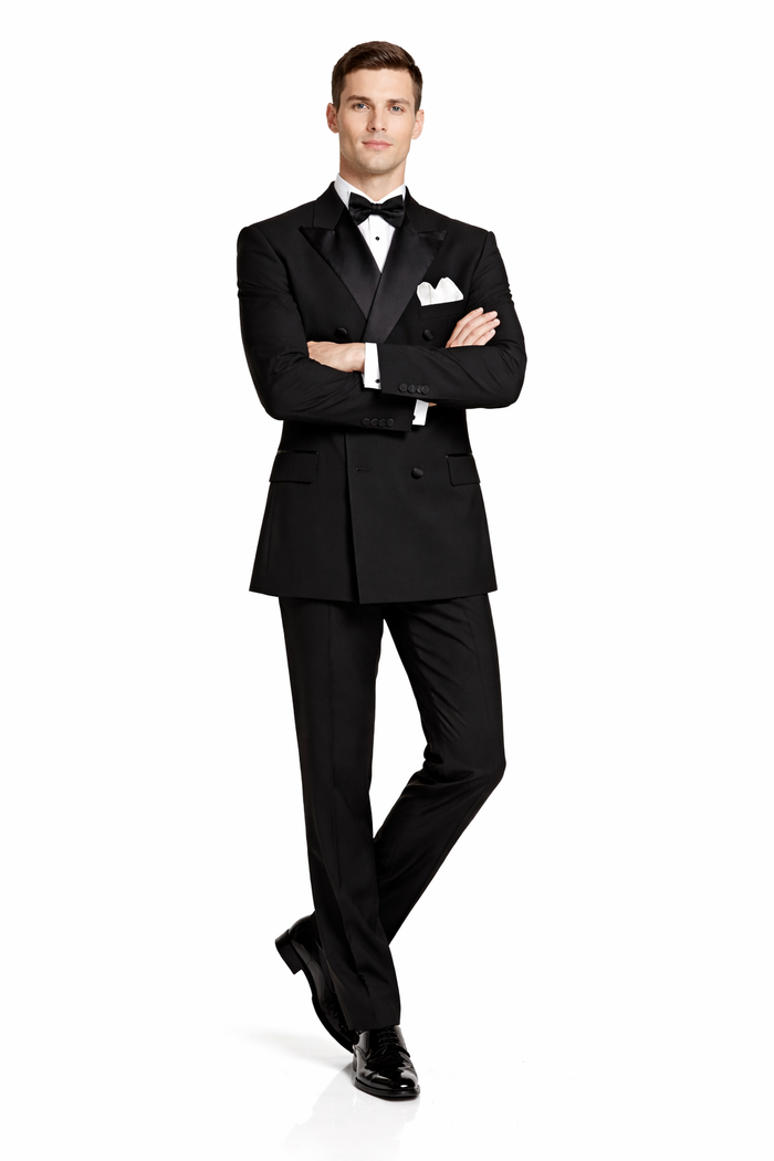 Black Double Breasted Suits Tuxedo Jacket + Pants