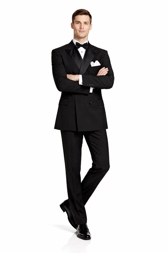 Black Double Breasted Suits Tuxedo Jacket + Pants