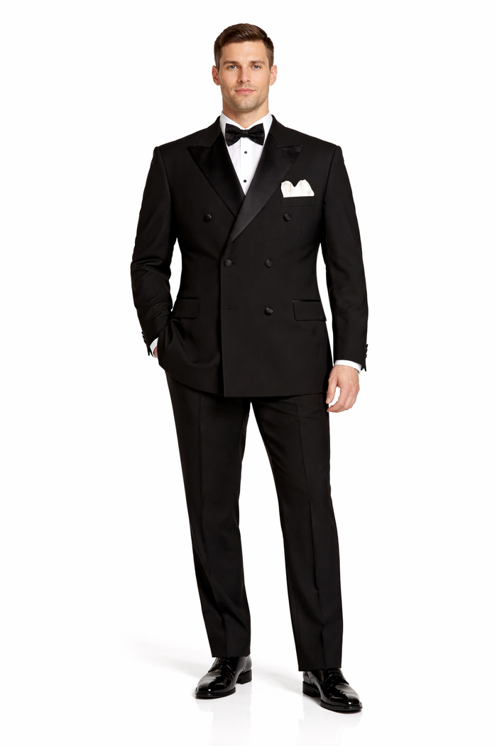 Black Double Breasted Suits Tuxedo Jacket + Pants