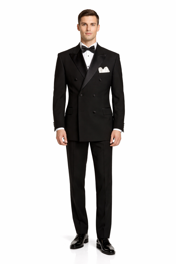 Black Double Breasted Suits Tuxedo Jacket + Pants
