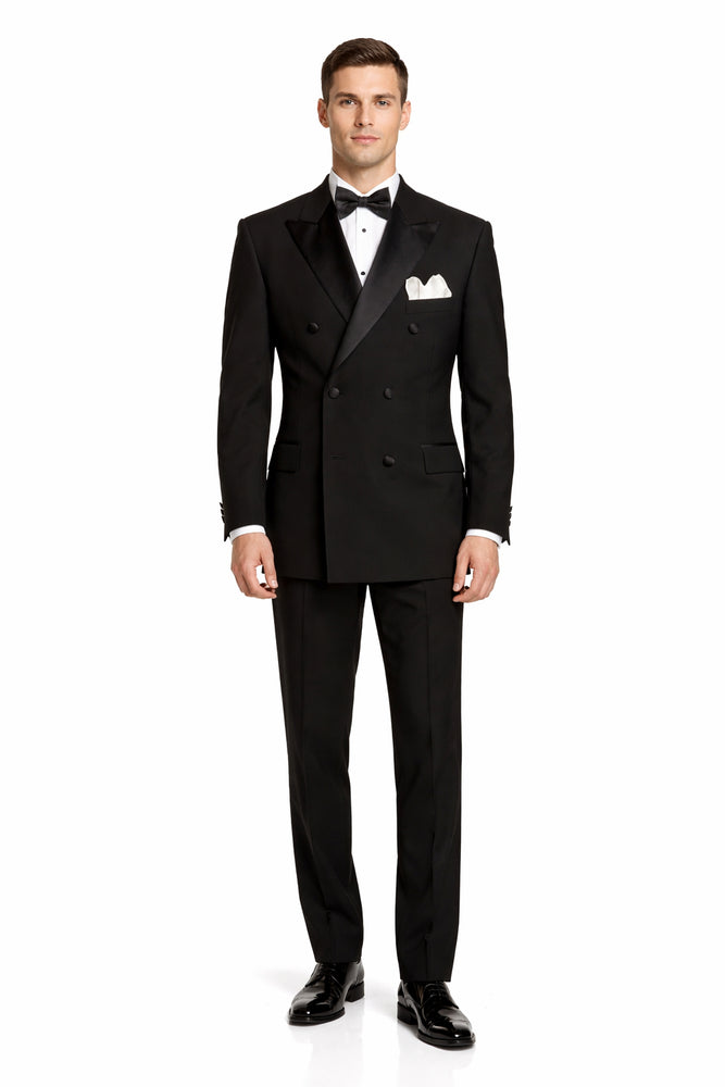 Black Double Breasted Suits Tuxedo Jacket + Pants