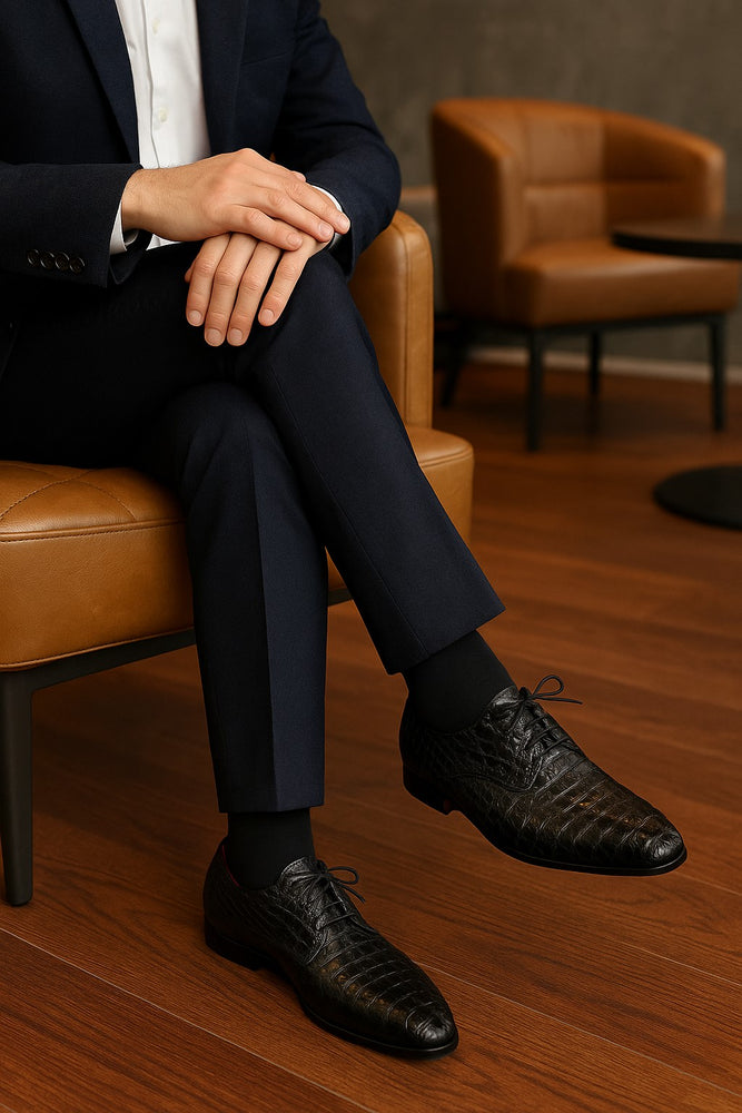 Marco Di Milano Apricena Caiman Crocodile Derby in Black