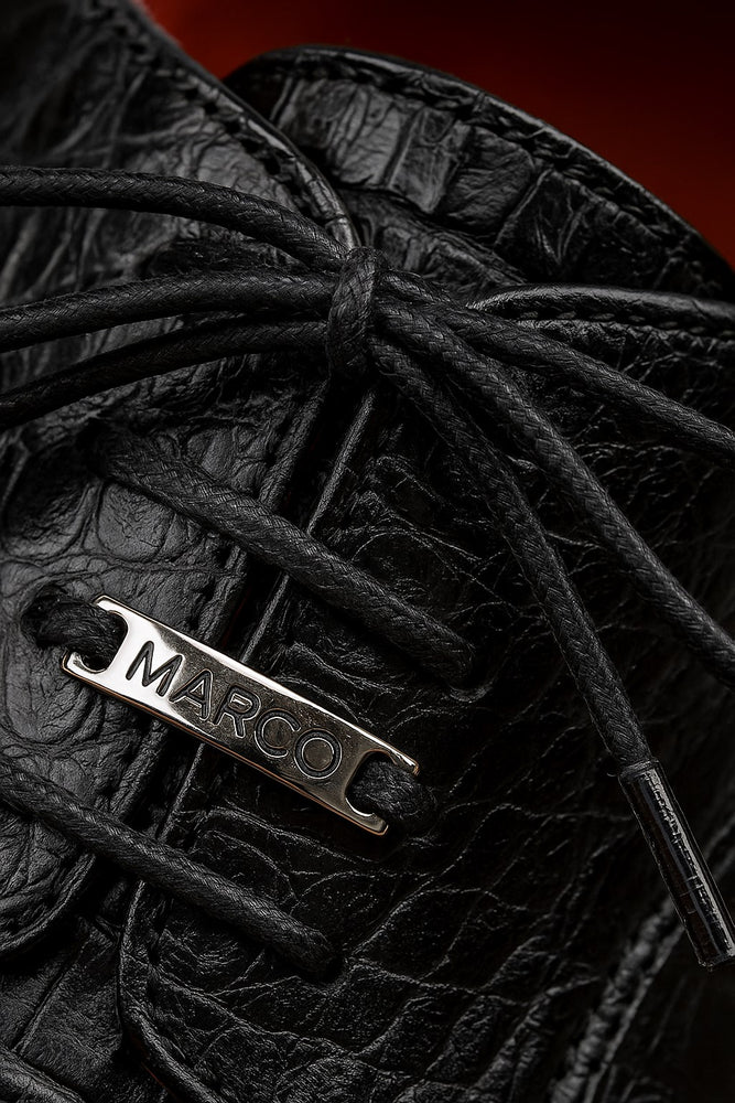 Marco Di Milano Apricena Caiman Crocodile Derby in Black