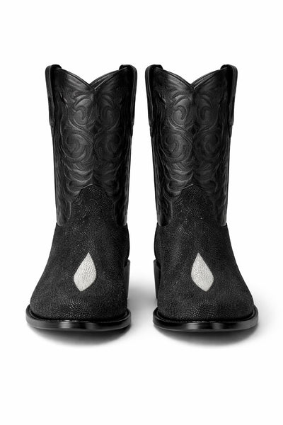 Los Altos Boots Single Stone Stingray R-Toe Black Cowboy Botas de mantarraya - Mantarraya boots